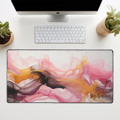 Zwart Roze Goud Abstract Liquid Waves Gepersonalis Bureaumat