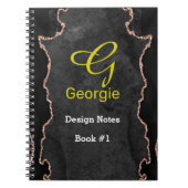 Zwart & Roze Goud Agate Notitieboek (Voorkant)