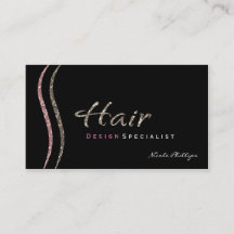 Zwart Roze & Goud Glitter HAIR Visitekaartje