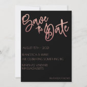 Zwart & Roze Goud Glitter Huwelijk Art Deco Save The Date (Voorkant)