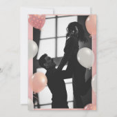 Zwart & Roze Goud Glitter Huwelijk Art Deco Save The Date (Achterkant)