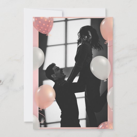 Zwart & Roze Goud Glitter Huwelijk Art Deco Save The Date (Achterkant)