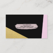 Zwart Roze & Goud Modern Trendy Chic Visitekaartje (Achterkant)