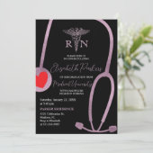 Zwart Roze Goud Modern Verpleegkundig Afstudeerfee Kaart (Staand voorkant)