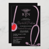 Zwart Roze Goud Modern Verpleegkundig Afstudeerfee Kaart (Voorkant / Achterkant)