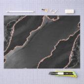 Zwart & Roze Goud Nep Glitter Agate ontwerp Tissuepapier (Craft)