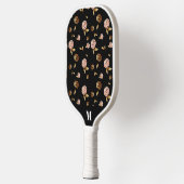 Zwart Roze Goud Roos Patroon | Modern Monogram Pickleball Paddle (Links)