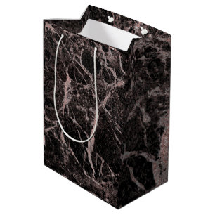 Zwart & Roze Goud Roze Glitter Marmer Glam Trendy Medium Cadeauzakje
