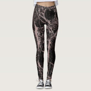 Zwart & roze goud roze glitters marmer glam trendy leggings