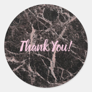 Zwart & roze goud roze glitters marmer glam trendy ronde sticker