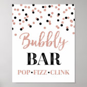 Zwart Roze Gouden Confetti Bruisende Bar Bord Poster (Voorkant)
