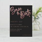 Zwart & Roze Gouden Glitter Bruiloft Art Deco Save The Date (Staand voorkant)