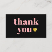 Zwart Roze Gouden Hart Dank u visitekaartje (Voorkant)
