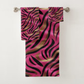 Zwart Roze Gouden Zebra Strepen Dierlijk Print Pat Bad Handdoek (Insitu)