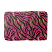 Zwart Roze Gouden Zebra Strepen Dierlijk Print Pat Badmat (Voorkant)