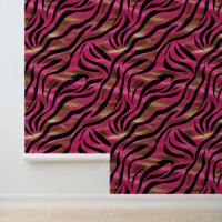 Zwart Roze Gouden Zebra Strepen Dierlijk Print Pat