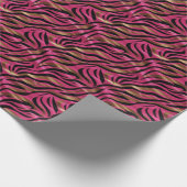 Zwart Roze Gouden Zebra Strepen Dierlijk Print Pat Cadeaupapier (Hoek)