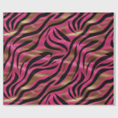 Zwart Roze Gouden Zebra Strepen Dierlijk Print Pat Cadeaupapier (Vlak)