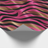 Zwart Roze Gouden Zebra Strepen Dierlijk Print Pat Cadeaupapier (Hoek)