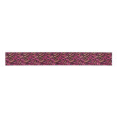 Zwart Roze Gouden Zebra Strepen Dierlijk Print Pat Grosgrain Lint (Voorkant)
