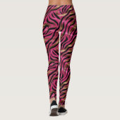 Zwart Roze Gouden Zebra Strepen Dierlijk Print Pat Leggings (Achterkant)