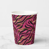 Zwart Roze Gouden Zebra Strepen Dierlijk Print Pat Papieren Bekers (Links)