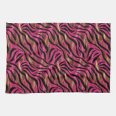 Zwart Roze Gouden Zebra Strepen Dierlijk Print Pat Theedoek (Horizontaal)