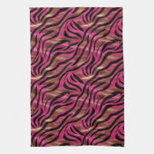 Zwart Roze Gouden Zebra Strepen Dierlijk Print Pat Theedoek (Verticaal)