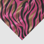 Zwart Roze Gouden Zebra Strepen Dierlijk Print Pat Tissuepapier (Detail)