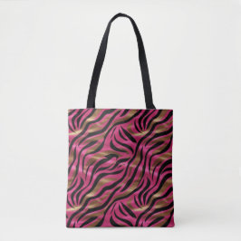 Zwart Roze Gouden Zebra Strepen Dierlijk Print Pat Tote Bag