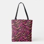 Zwart Roze Gouden Zebra Strepen Dierlijk Print Pat Tote Bag (Achterkant)