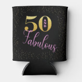 Zwart roze goudglitter 50 en verbluffend B-day Blikjeskoeler (Voorkant)