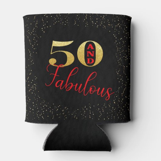 Zwart roze goudglitter 50 en verbluffend B-day Blikjeskoeler (Achterkant)