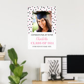 Zwart Roze Graduation Party Custom 20x30 Poster (Thuiskantoor)
