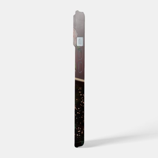 Zwart Roze Grijs Bloemen Monogram Telefoon Case iPhone 15 Case (Linkerkant)