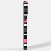  Zwart Roze Grijs Wit Strepen Case-Mate iPhone Case (Achterkant / Rechts)