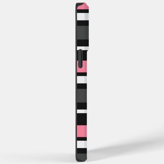  Zwart Roze Grijs Wit Strepen Case-Mate iPhone Case (Achterkant / Rechts)