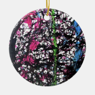 Zwart, Roze, Groen, Blauwe Marmer Kunstwerk Keramisch Ornament