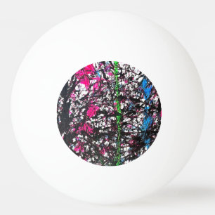 Zwart, Roze, Groen, Blauwe Marmer Kunstwerk Pingpongbal