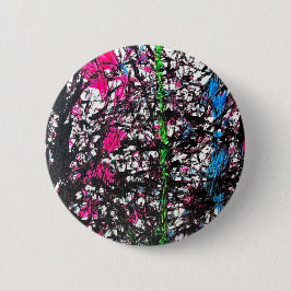 Zwart, Roze, Groen, Blauwe Marmer Kunstwerk Ronde Button 5,7 Cm