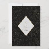 Zwart roze groen faux goud confetti bloemenbruilof kaart (Achterkant)