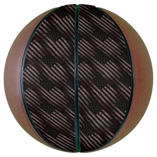 Zwart Roze Grunge  Amerikaans Vlag Patroon Basketbal (Verticaal)