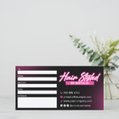 Zwart & Roze Haar Salon Foto Gift Certificaat (Staand voorkant)