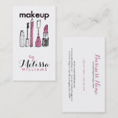 Zwart & Roze Hand Getrokken Make-up Artis Visitekaartje (Voorkant / Achterkant)