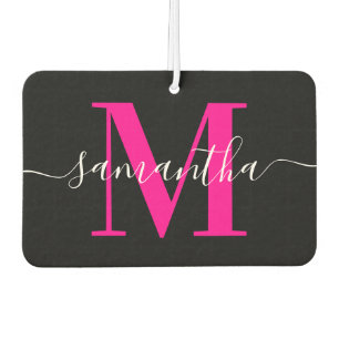 Zwart-roze handtekening Moderne monogram foto Luchtverfrisser