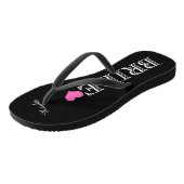 Zwart/Roze Hart Bruid's Teenslippers (Schuin)