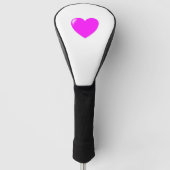 Zwart, roze hart en wit golfheadcover (Voorkant)