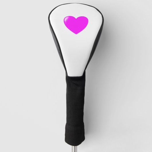 Zwart, roze hart en wit golfheadcover (Voorkant)