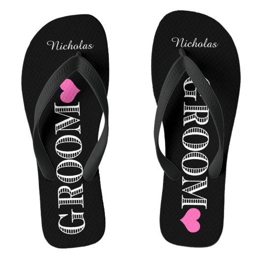 Zwart/roze Hart Groom's Teenslippers (Voetbed)