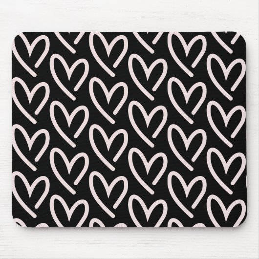 Zwart-roze hart muismat (Voorkant)
